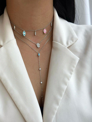 שרשרת עניבה נופלת כסף 925 – אלגנטיות מודרנית - | Kalimira Jewelry | תכשיטי כסף Kalimira | إكسسوارات فضة Kalimira