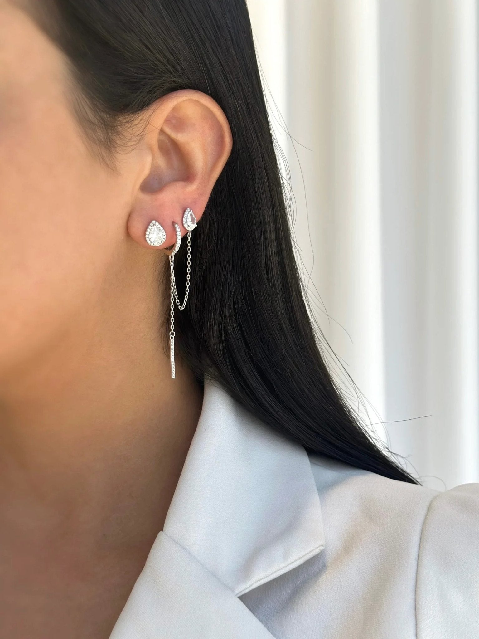 עגילי כסף 925 צמודים – מראה קלאסי ועדין - | Kalimira Jewelry | תכשיטי כסף Kalimira | إكسسوارات فضة Kalimira