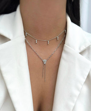 שרשרת עניבה נופלת כסף 925 – אלגנטיות מודרנית - | Kalimira Jewelry | תכשיטי כסף Kalimira | إكسسوارات فضة Kalimira