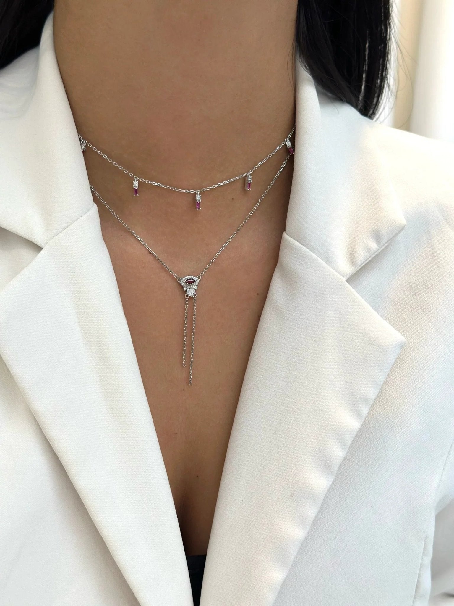 שרשרת עניבה נופלת כסף 925 – אלגנטיות מודרנית - | Kalimira Jewelry | תכשיטי כסף Kalimira | إكسسوارات فضة Kalimira