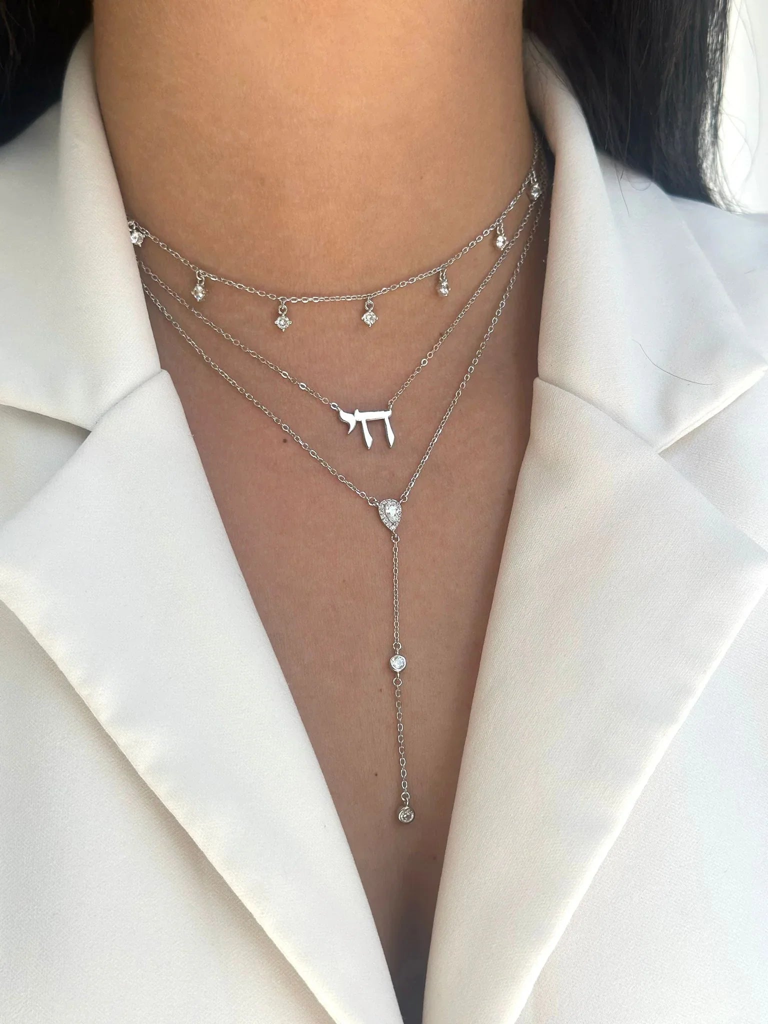 שרשרת עניבה נופלת כסף 925 – אלגנטיות מודרנית - | Kalimira Jewelry | תכשיטי כסף Kalimira | إكسسوارات فضة Kalimira