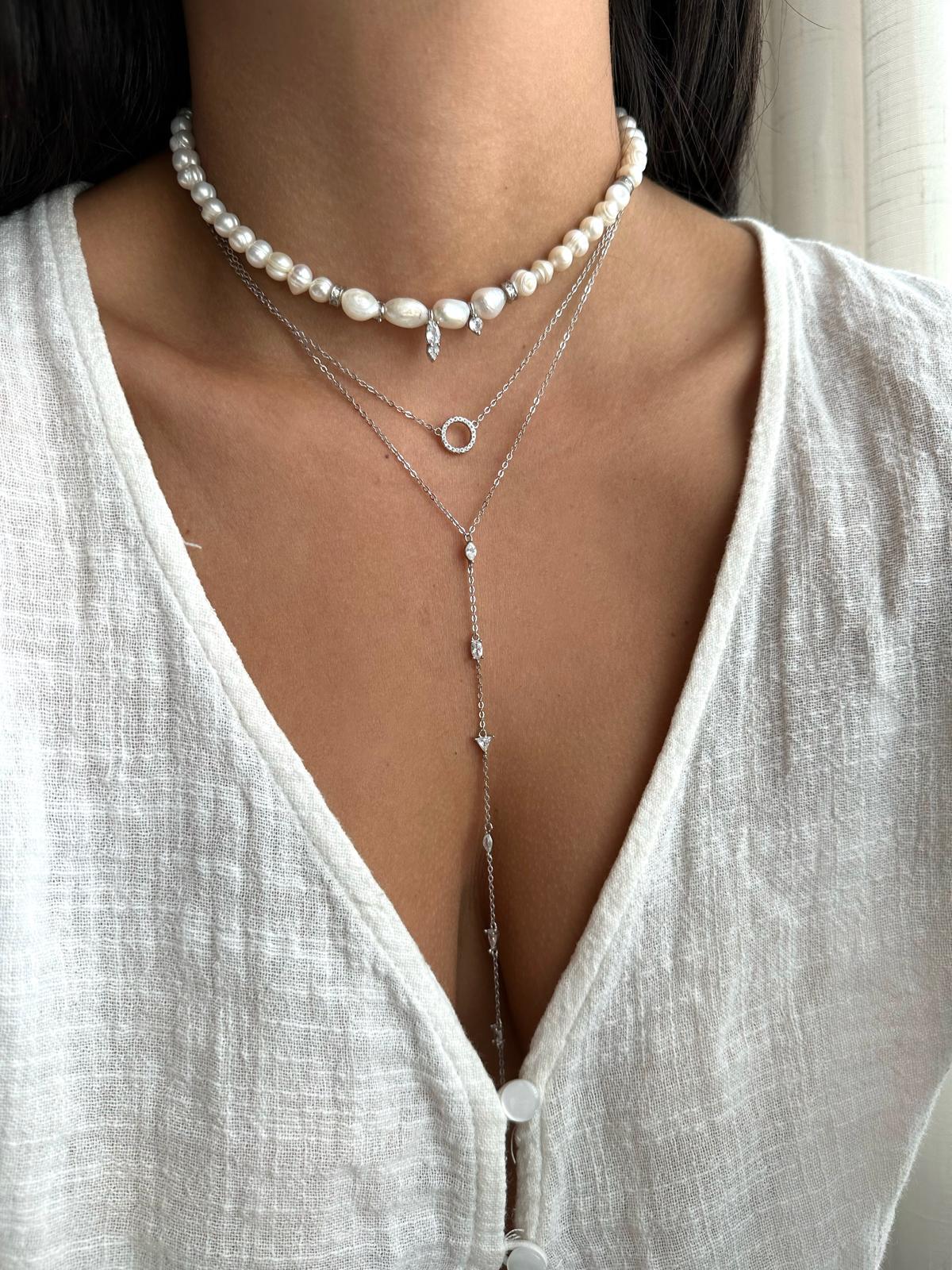 שרשרת עניבה נופלת כסף 925 – אלגנטיות מודרנית - | Kalimira Jewelry | תכשיטי כסף Kalimira | إكسسوارات فضة Kalimira