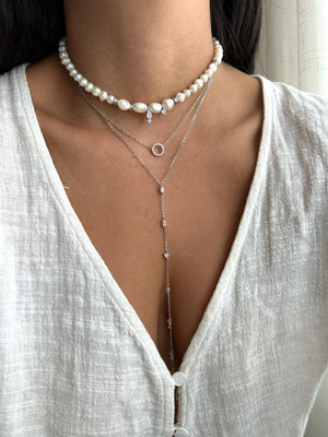 שרשרת עניבה נופלת כסף 925 – אלגנטיות מודרנית - | Kalimira Jewelry | תכשיטי כסף Kalimira | إكسسوارات فضة Kalimira